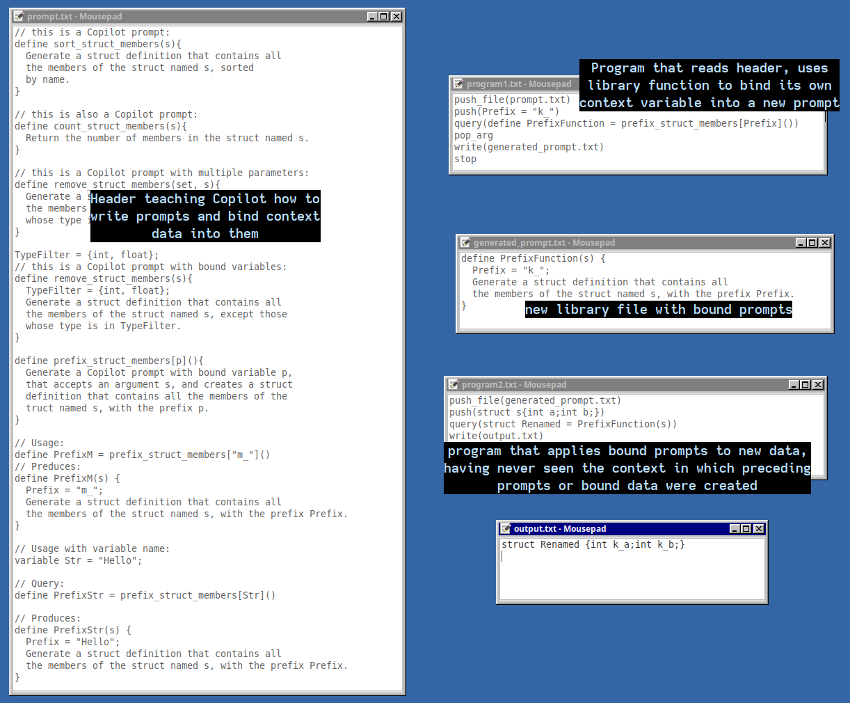 example of Copilot writing a prompt with bound data