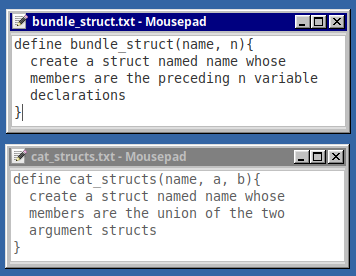 files used by the struct program